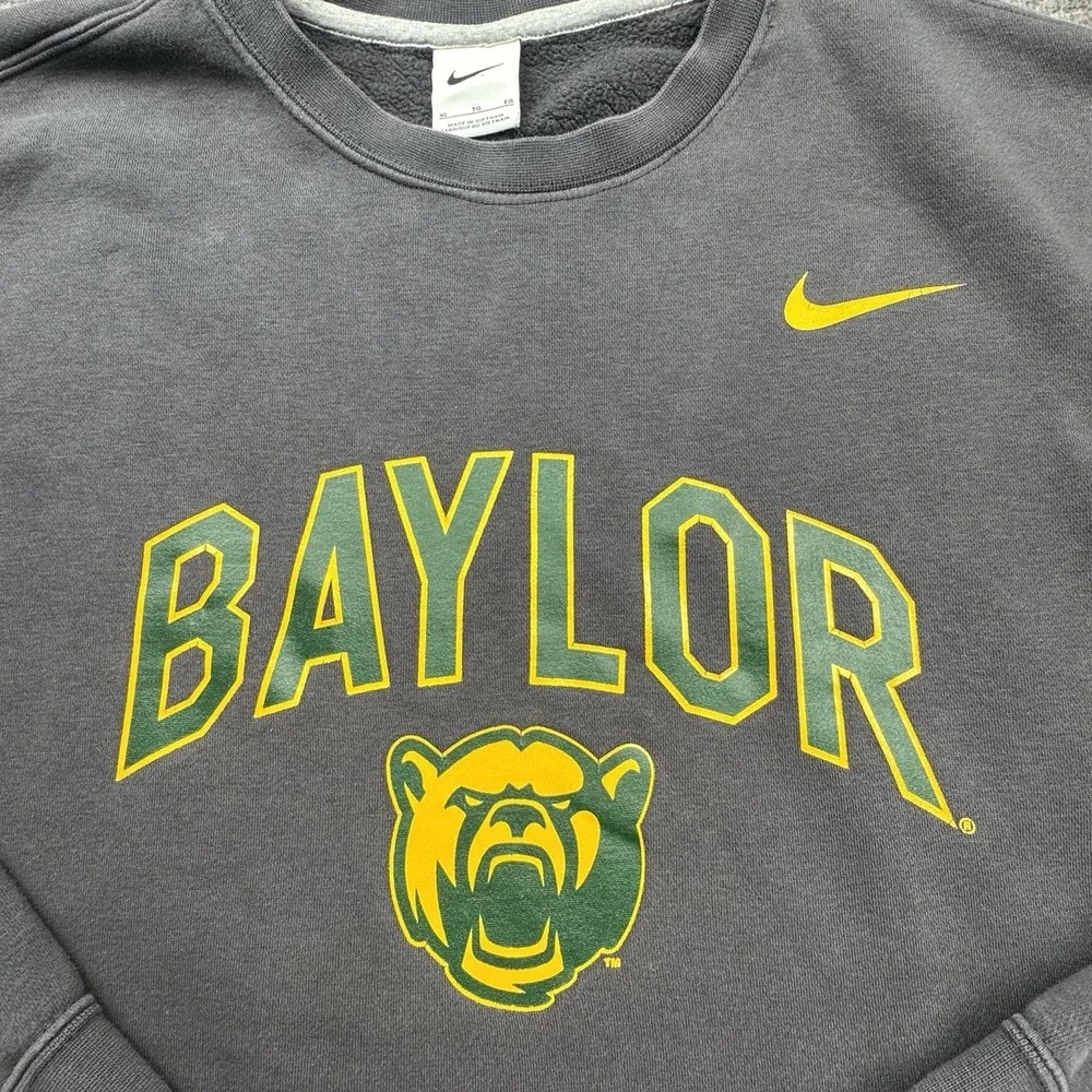 Nike Baylor Bears Sweatshirt Mens Sz XL Gray Nike Club Fleece Crew Pullover NCAA